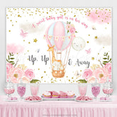 Lofaris Pink Floral And Air Balloons Girls Baby Shower Backdrop